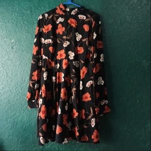 Floral mock turtleneck babydoll dress